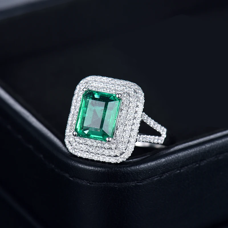 Женские кольца LOVERJEWELRY 18 карат белое золото натуральный изумруд бриллианты