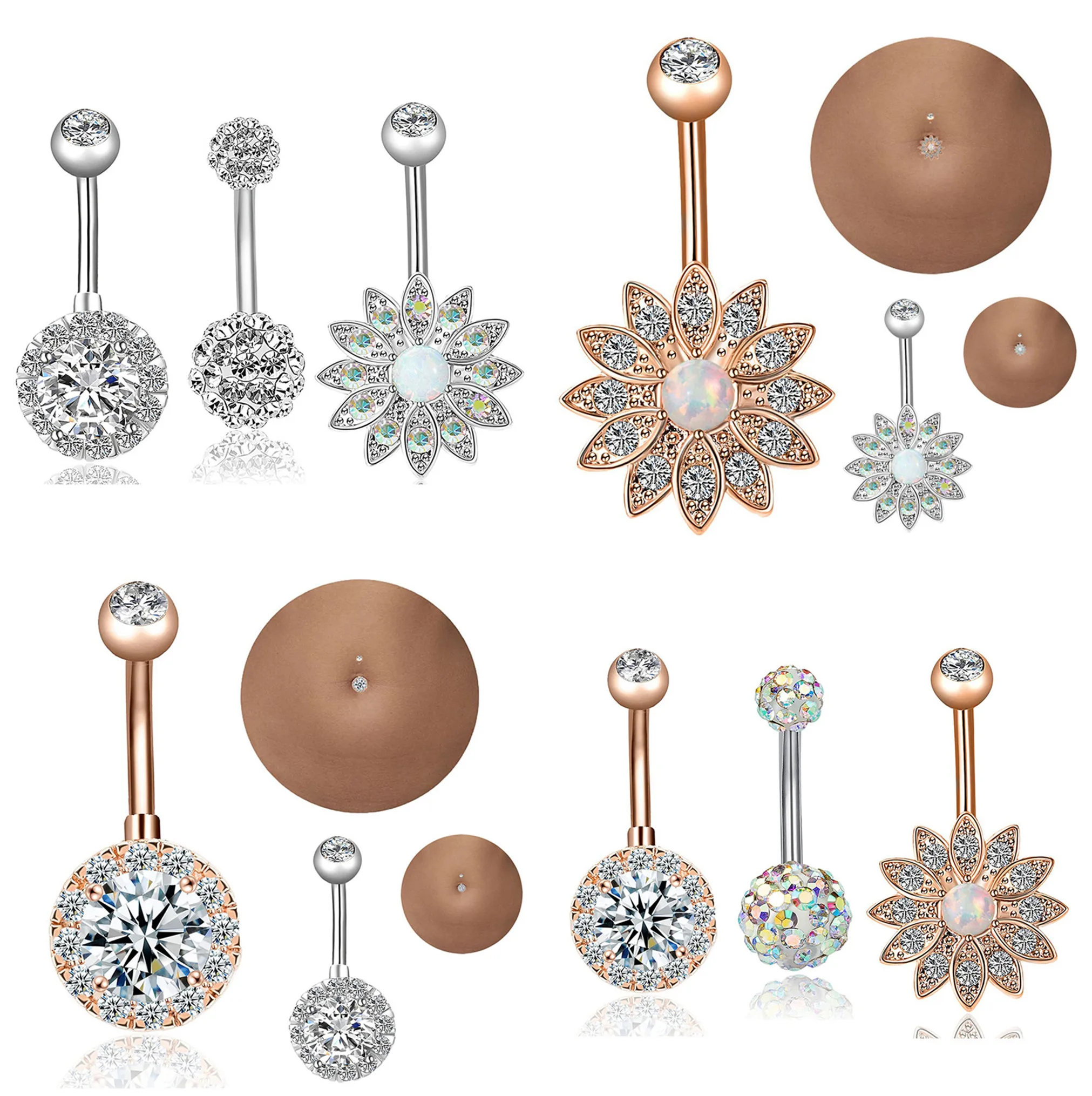 Пупок пупка для пирсинга живота с опалом 3 шт./компл. ювелирное изделие в виде