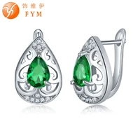 fym brand 7 colors green water drop cz hoop earrings for women fashion jewelry earrings female brincos sliver color top quality