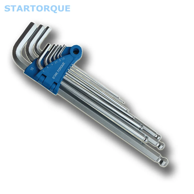 STARTORQUE 9 шт. высокохромованадиевая сталь L-образный шестигранный ключ инструменты
