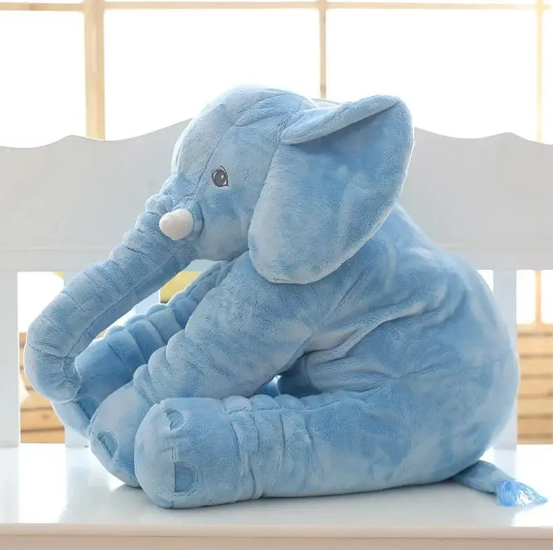 blue 1 шт. 40/60 см с изображением персонажей из мультфильма «Большой Размеры плюшевый слон, игрушка для маленьких детей спящая задняя подушка мягкая подушка, слон, кукла, подарок на день рождения - Цвет: blue