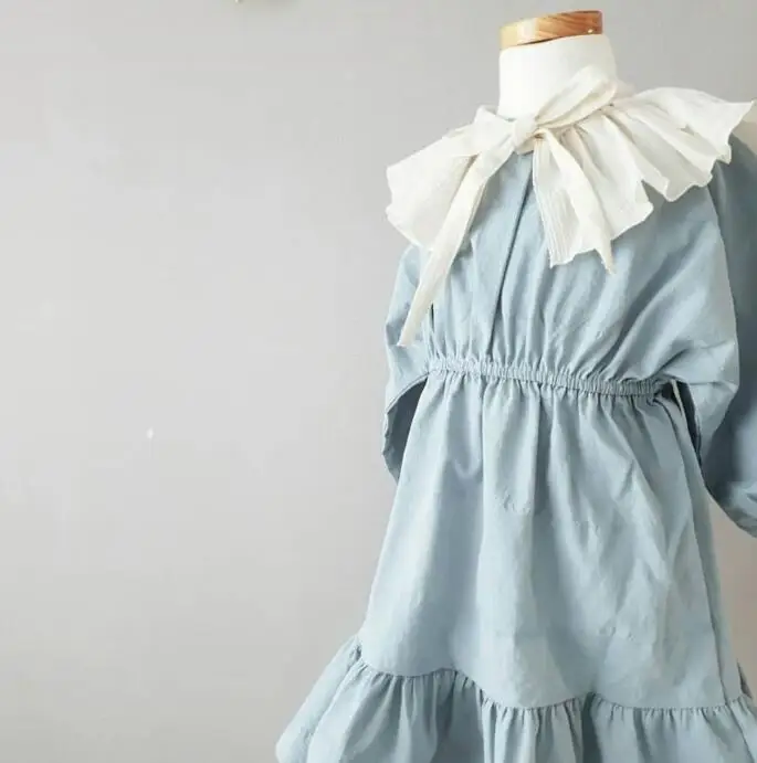 Kids Solid Girls Dress High Quality Lovely Baby Cotton Long Sleeve Ruffle Bebes Children Princess | Детская одежда и обувь