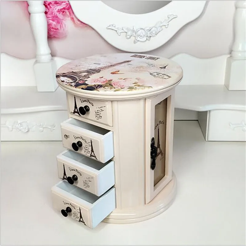 Женская симпатичная Деревянная офисная 360 Поворотная настольная коробка для