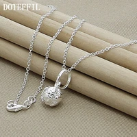 doteffil 925 sterling silver 18 inch chain ball pendant necklace for women wedding engagement fashion charm jewelry