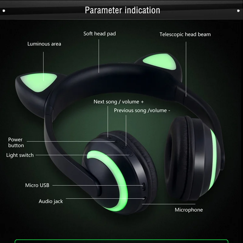 Кот уха светодиодной вспышкой наушники легкая гарнитура USB Интерфейс игровая
