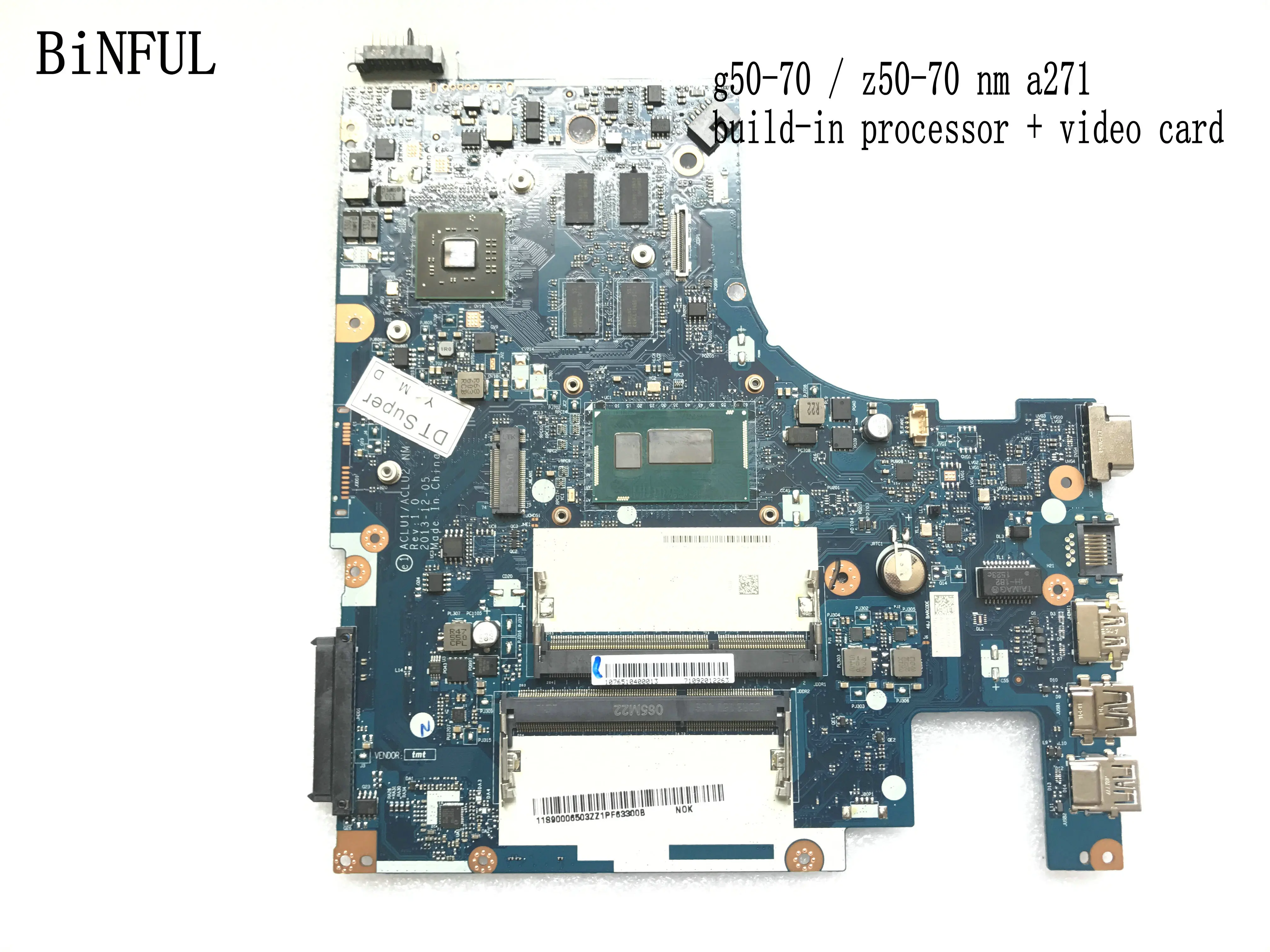 BiNFUL материнская плата для ноутбука ACLU1 / ACLU2 NM A271 LENOVO G50-70 ПК с процессором CELERON 3558u |