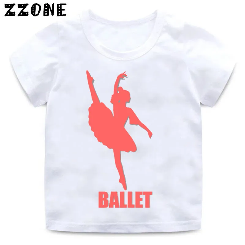 whiteB Дизайнерская футболка с надписью «I Love Ballet dancing Girl» для маленьких девочек детская повседневная одежда летняя белая футболка для малышей HKP5191 - Цвет: whiteB