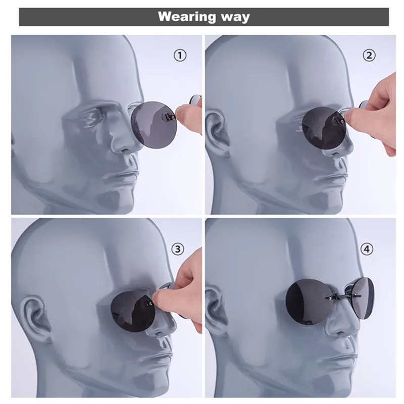 Fashion Clip On Nose Sunglasses Men Vintage Mini Round Sun Glasses Hacker Empire Matrix Morpheus Rimless UV400 | Аксессуары для