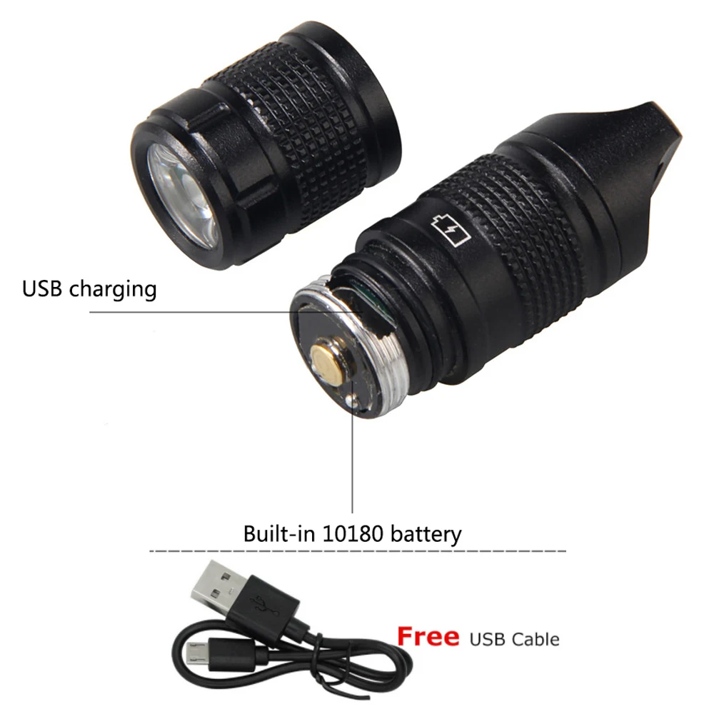 Мини карманный XP-G2 R5 светодиодный светильник-вспышка USB перезаряжаемый портативный водонепроницаемый белый светильник фонарь-брелок маленький фонарь с батареей