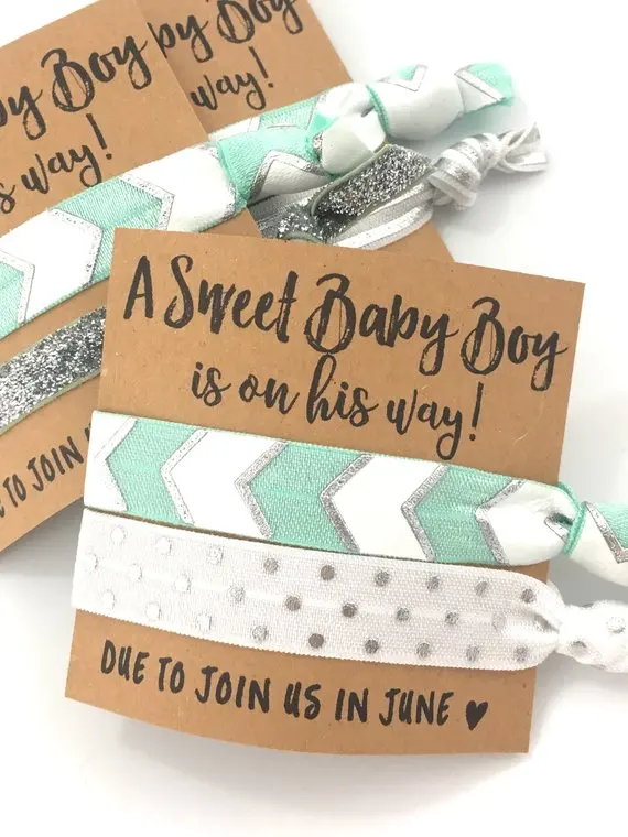 10pcs aqua a sweet baby boy shower party favors Elastic Hair Ties wedding Bachelorette birthday Elastic Wristbands anklets