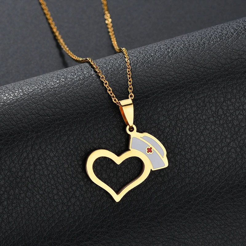 ELSEMODE Эротическое ожерелье для медсестер врачей сердца стетоскоп золотого цвета