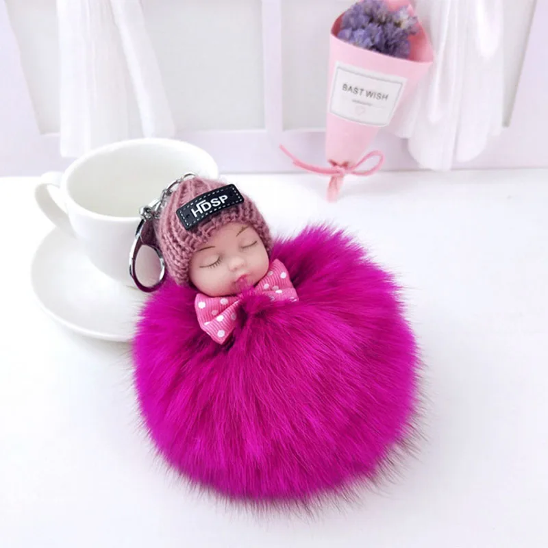 12 см многоцветный пушистый Творческий шар из лисьего волоса брелок с помпоном