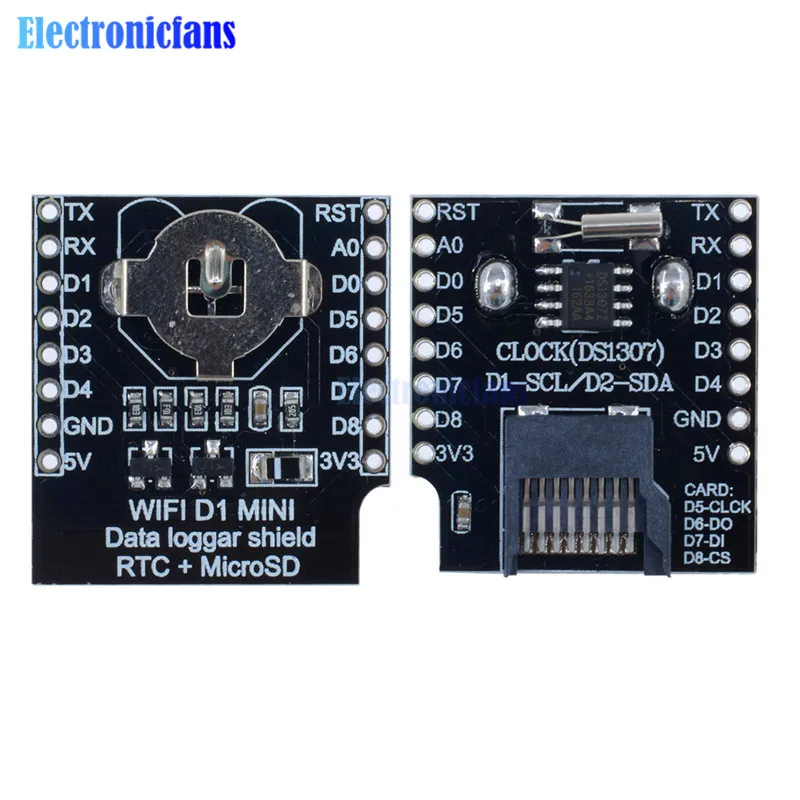 RTC DS1307 DataLog щит в реальном времени для Micro SD WeMos D1 mini + часы с набором штырьков