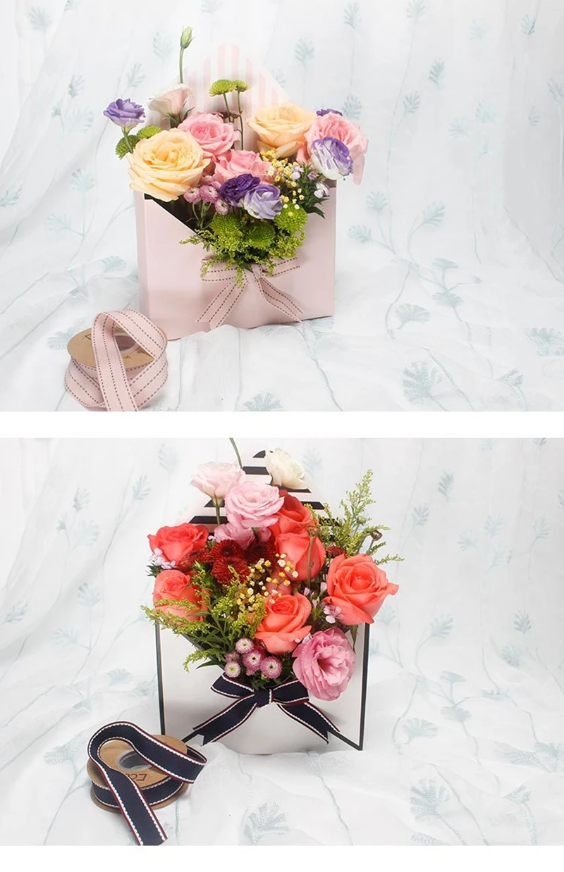 5 шт., 10 шт., 23,5 см x 8 см x 16,5 см, мини-коробка для конвертов, креативный корейский цветочный букет, ручная складка, Подарочная коробка, Цветочная коробка