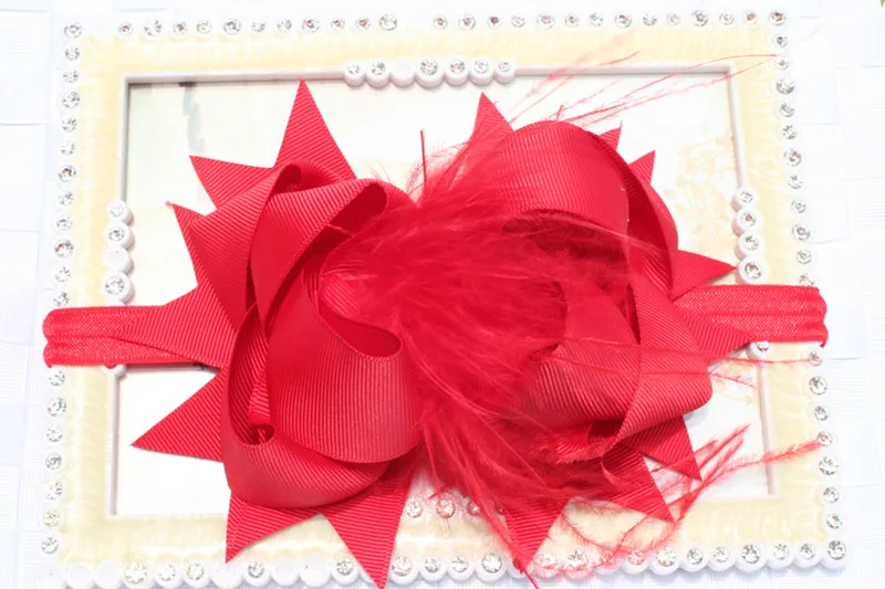 1 шт. 6 дюймов страусиная лента для волос девочек детей с бантом эластичная