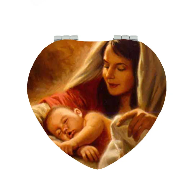 

JWEIJIAO small mirrors for women Virgin Mary game espejo de maquillaje Folding Vanity mirror Beauty Health make up mirror MY01