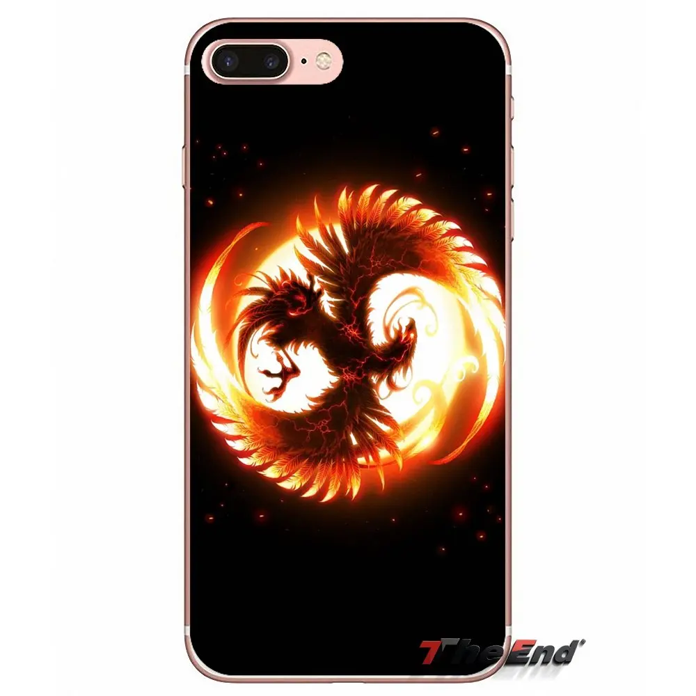 Мягкий чехол для iPhone X 4 4S 5 5S 5C SE 6 6S 7 8 Plus Samsung Galaxy J1 J3 J5 J7 A3 A5 2016 2017 The rising Fire Phoenix bird Art |