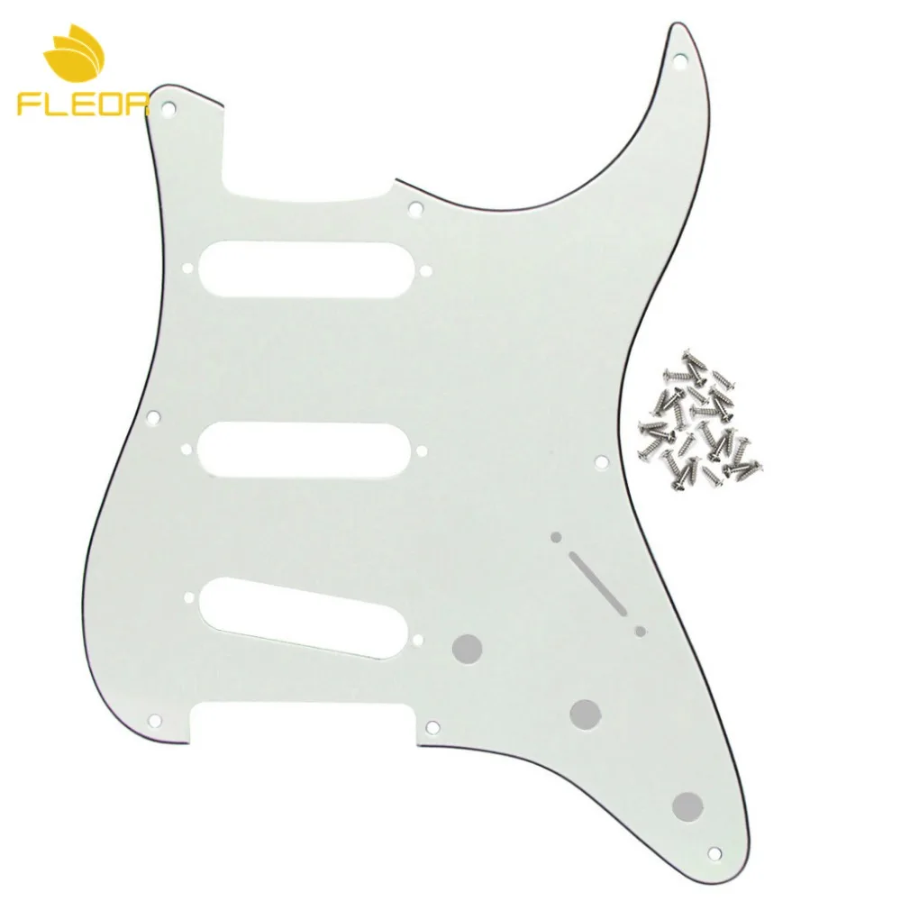 FLEOR Vintage 8 Hole SSS Guitar Pickguard Pick Guard Strat with Screws Parts Ivory 3Ply | Спорт и развлечения