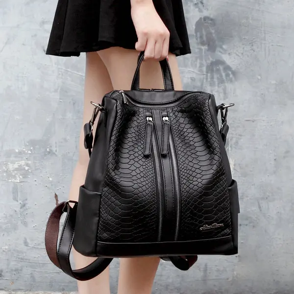 Новинка, женский кожаный рюкзак, черный, Bolsas Mochila Feminina, большой, для девушек, школьный рюкзак, дорожная сумка, однотонный, карамельный цвет, рюкзак - Цвет: Черный