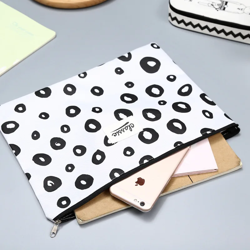 Милый горошек полосы молнии конверт А4 ткань Оксфорд | Канцтовары для офиса и дома