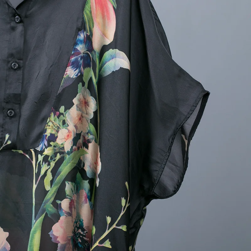 Женское платье с рукавом летучая мышь большого размера цветочным принтом и