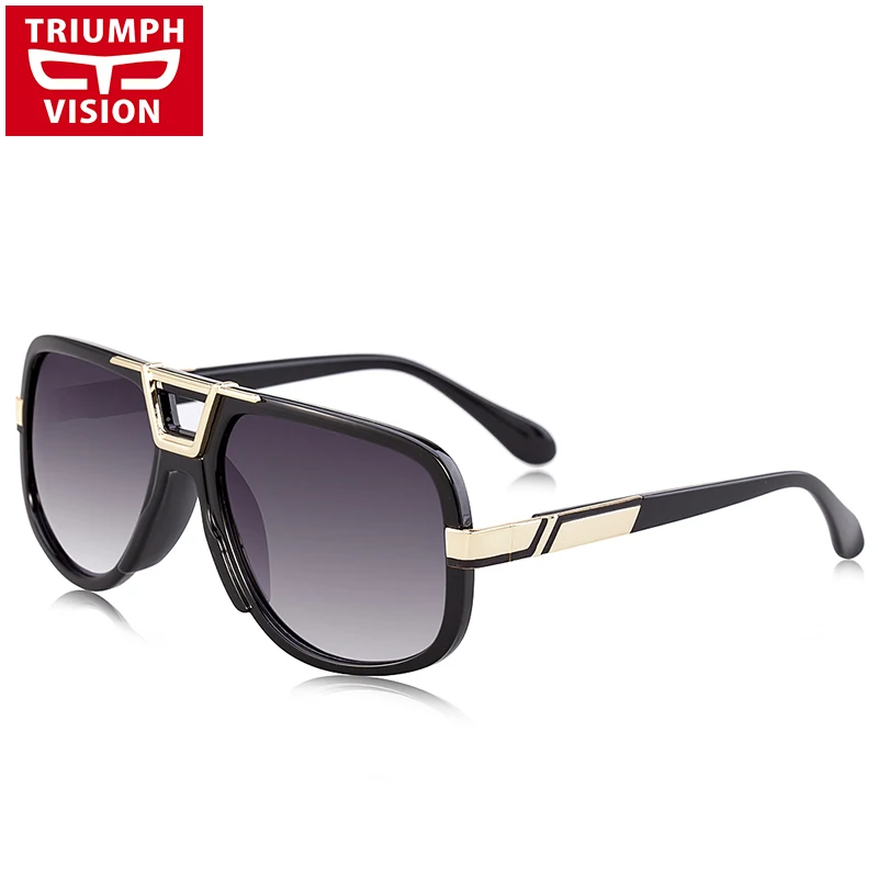Триумф видения черные очки Мужчины Градиент UV400 солнцезащитные для мужчин пилот