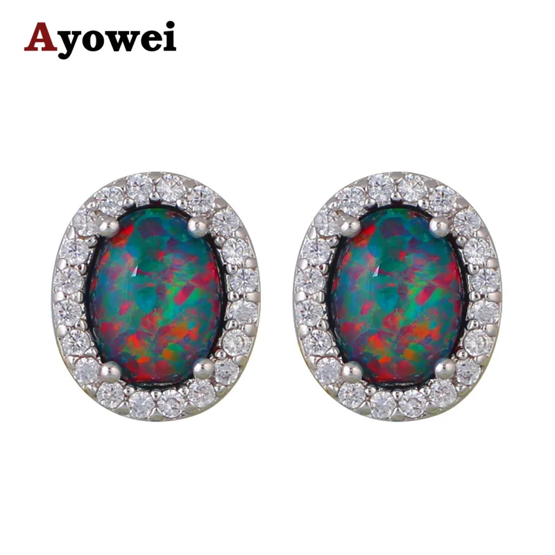 New Fashion Wholesale &amp Retail White Fire Opal Jewelry Shining Zirconia Stud Earrings for Women Party OE586A | Украшения и