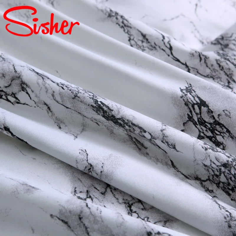 Современный набор постельного белья с мраморным принтом белый и черный