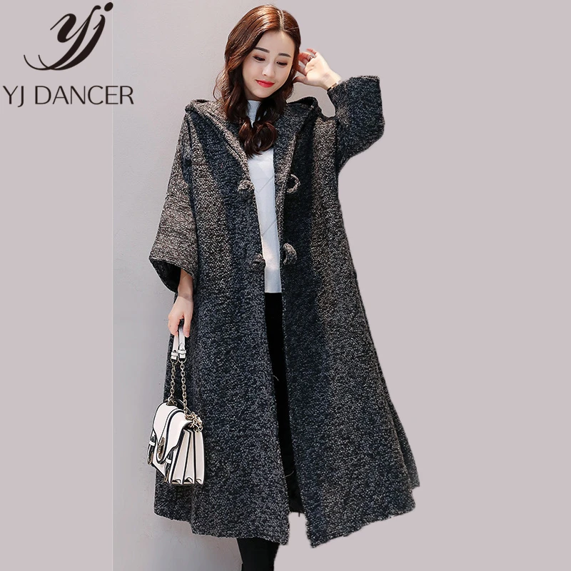 Женский длинный кардиган с капюшоном теплый Свободный Повседневный Кардиган в