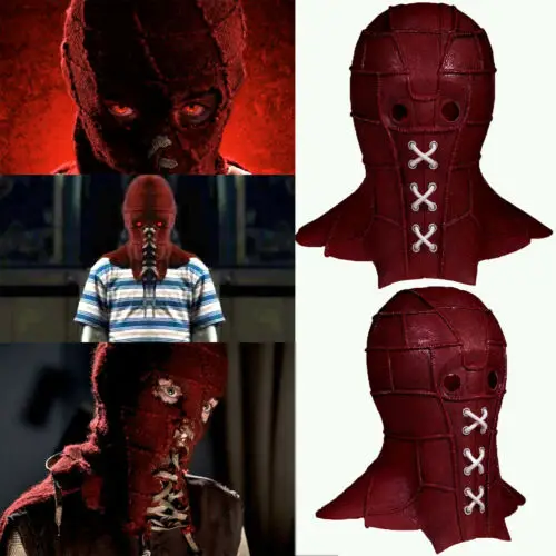 Красный капюшон из фильма BrightBurn Детские костюмы косплей Страшные Ужасы маска Хэллоуин, латекс маска полная голова дышащий реквизит