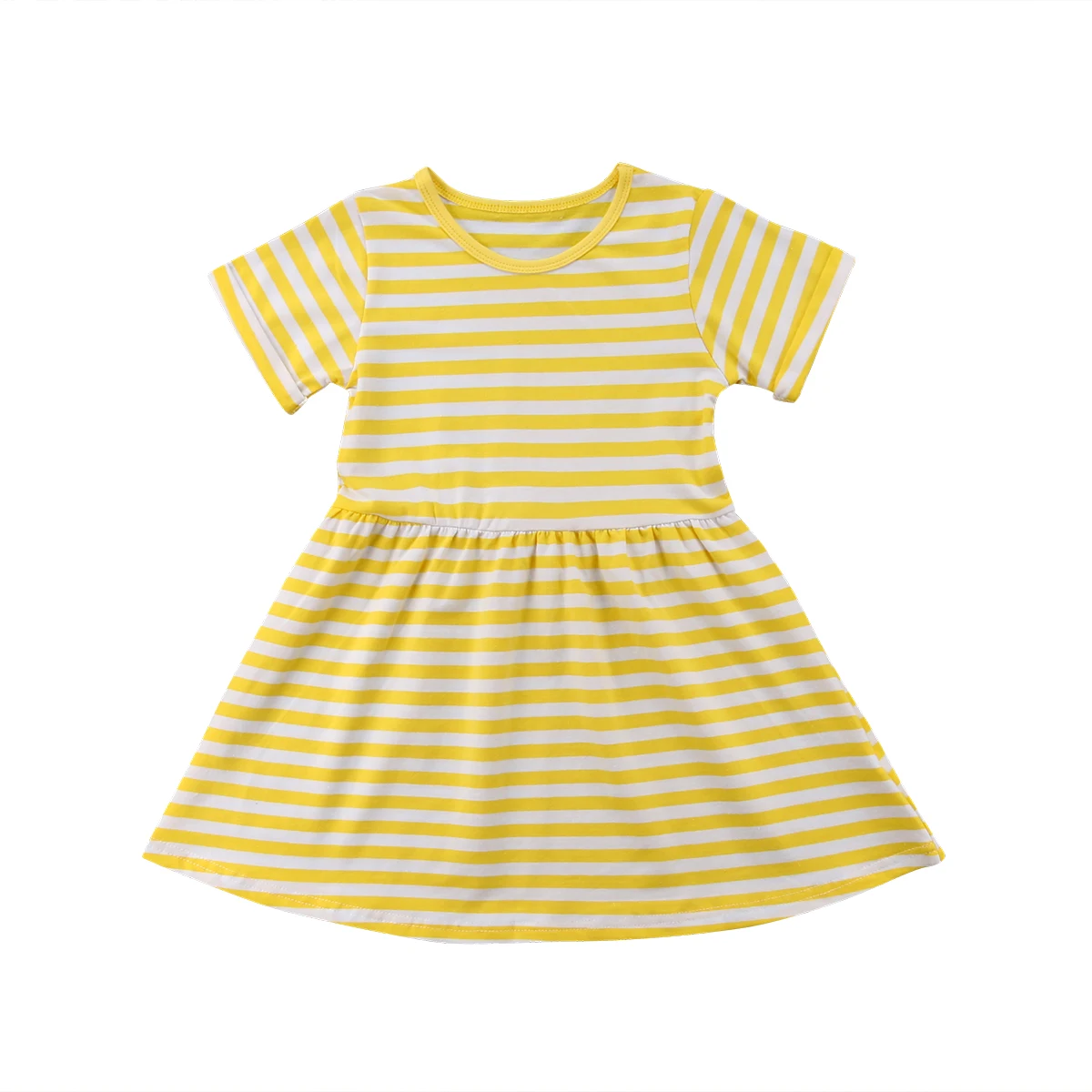 Summer Kids Baby Girl Dress Party Striped Sleeve Cotton | Детская одежда и обувь