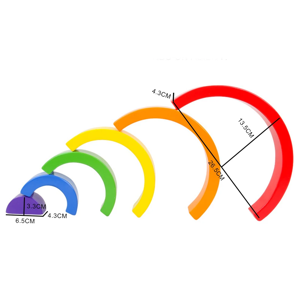 Обучающие деревянные блоки Монтессори 6 шт./компл. радужные для детей|Деревянные