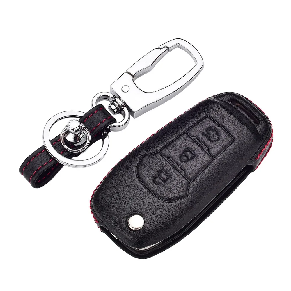 Автомобильный 4D кожаный чехол для ключей чехол для Ford Everest Edge Range Mondeo Focus 3 Fiesta C Max KA Hatch Ecosport Escape брелок