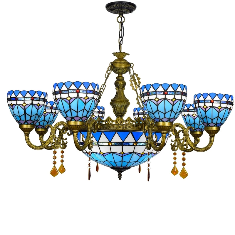 Современные средиземноморские синие подвесные лампы 68 головок для гостиной