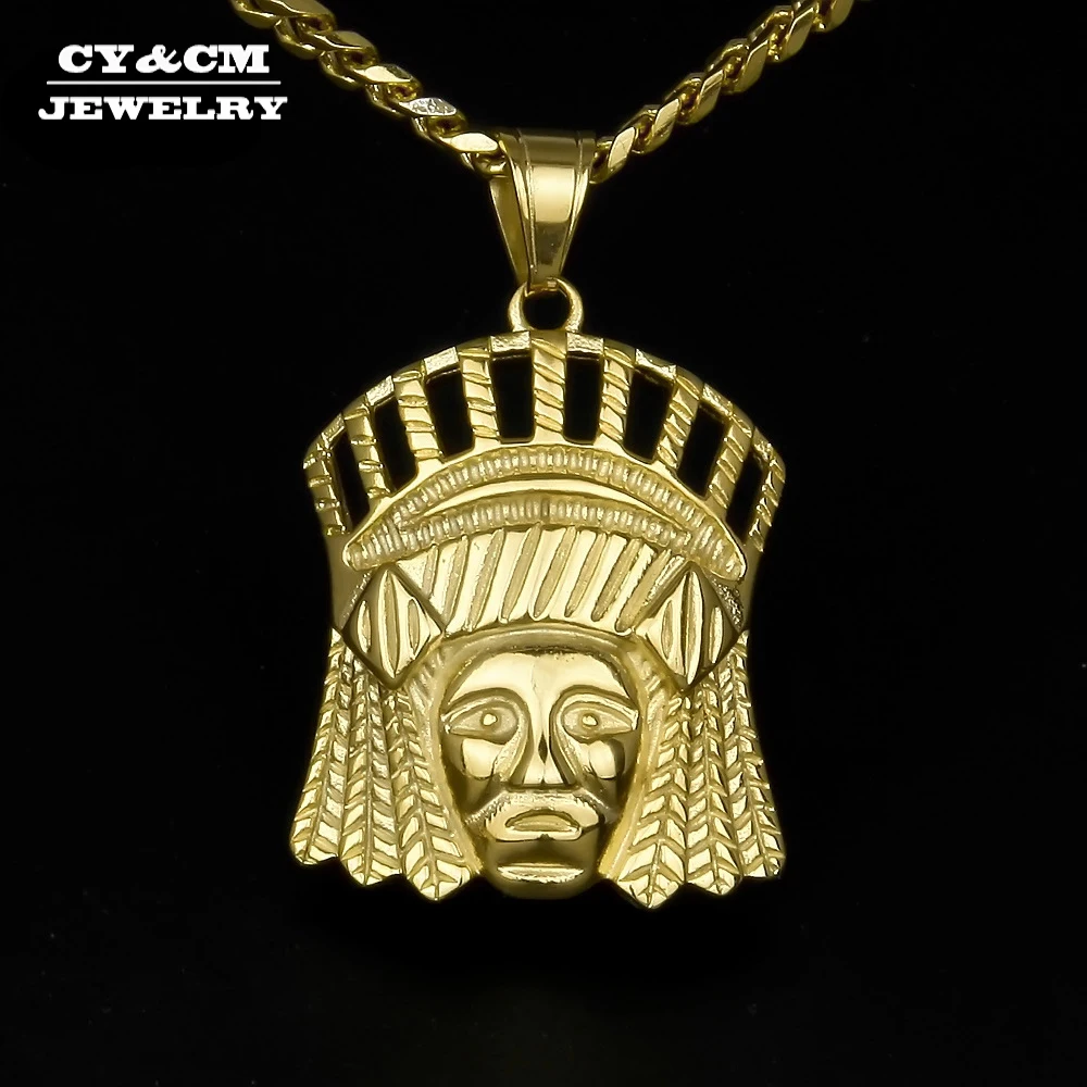 CY & CM мужские панк цинк золотистый сплав Iced Out 3D выдалбливают индийский главный
