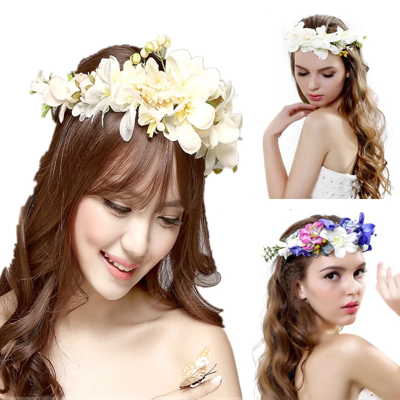 Женская свадебная цветочная гирлянда регулируемая Свадебная Цветочная корона