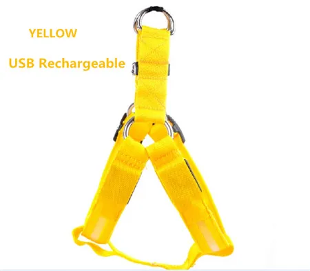 Yellow USB C05 нейлоновый светодиодный жгут безопасности для домашних животных, мигающий светильник, светодиодный жгут на грудь для собак, регулируемый светодиодный ошейник для собак, жилет, зарядка от аккумулятора/usb - Цвет: Yellow USB