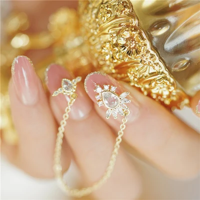 N2 Gemstone Тема единорога драгоценный камень японский милый чистый цвет с заклепками украшения 3d поддельные ногти принцесса стиль накладные ногти невесты полный - Цвет: N2 Gemstone