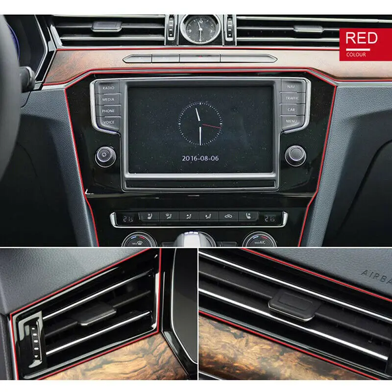 Универсальные матовые красные ленты для украшения интерьера автомобиля 5