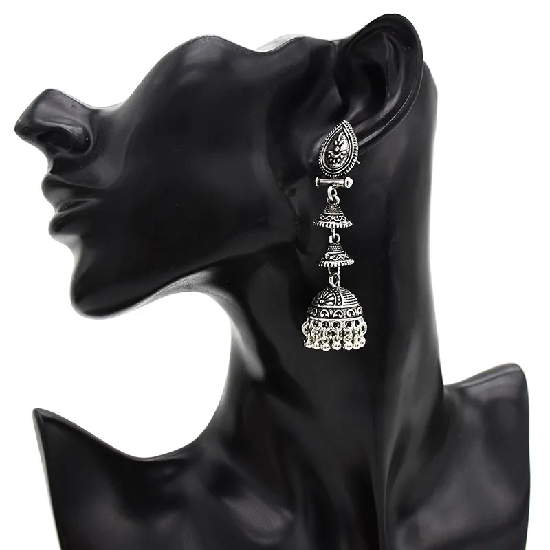 Jhumka индийские серьги с большой ручной резкой для женщин, тайские богемные винтажные этнические уникальные хиппи женские элегантные длинные ювелирные изделия с кисточками