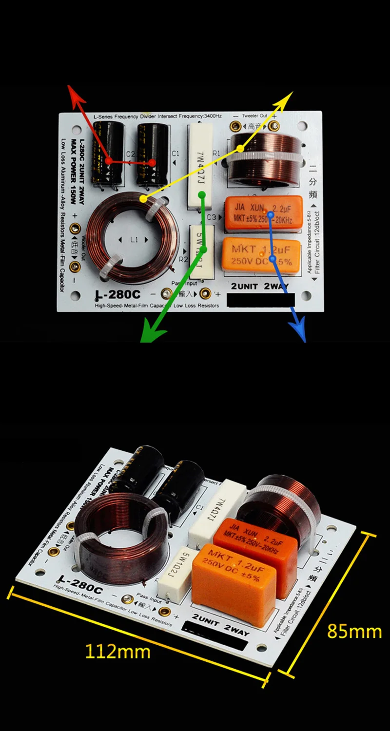 1 шт. несколько вариантов HiFi аудио динамик 2 единицы аудио делитель частоты 2 способа кроссовер фильтры 130 Вт-300 Вт 5-8 Ом