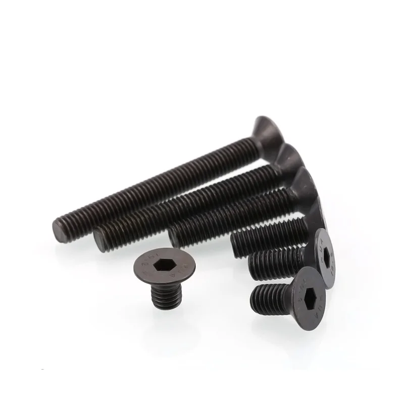 Black Hex Flat Head Socket Cap Machine Screw Countersunk Thread Metric Bolt Grade 10.9 Alloy Steel M2