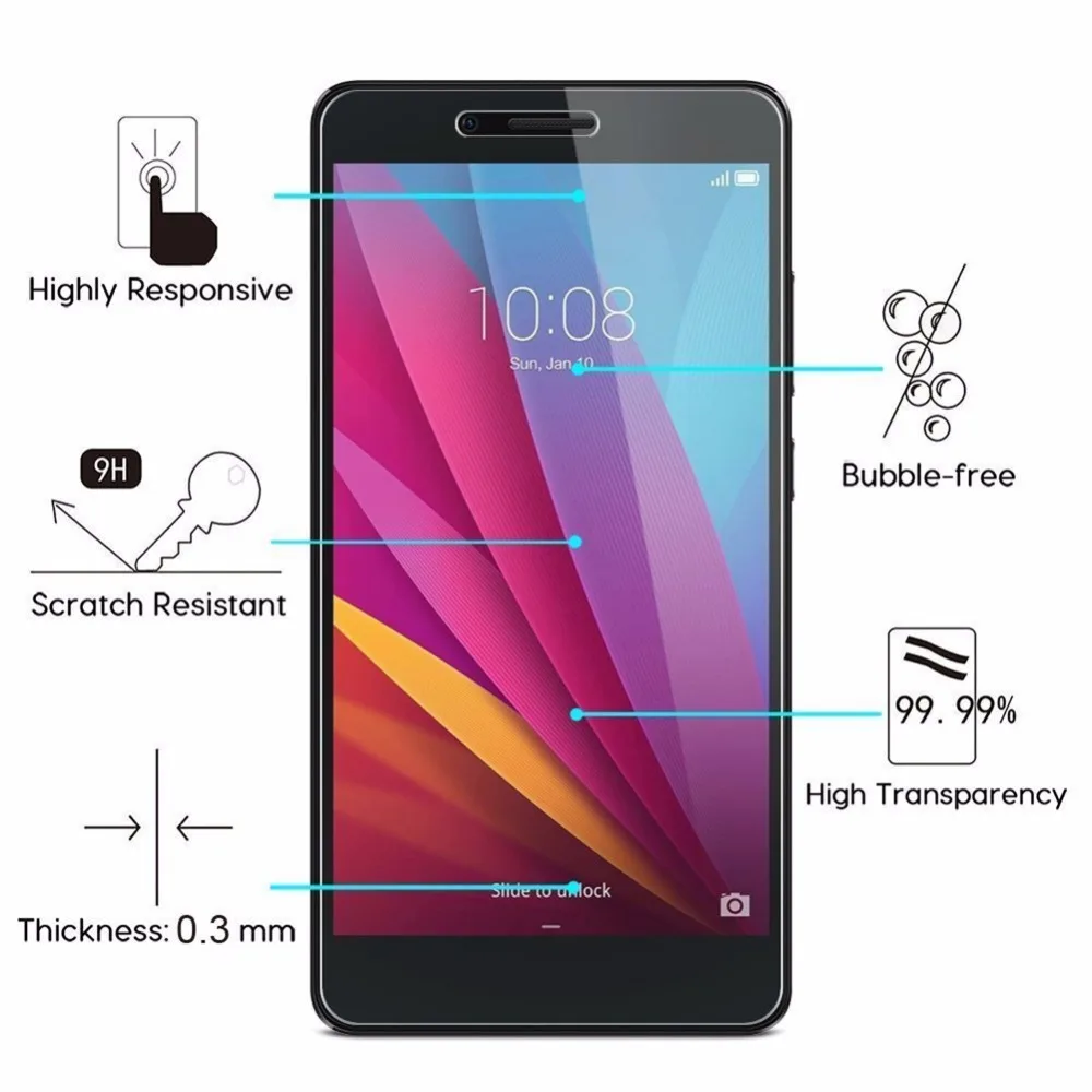 10 шт. Защитная пленка для Huawei Honor 5X 5C 5 7 6 4X 4C 3X 3C 9H 2.5D 0 26 мм|screen protector|premium temperedtempered glass