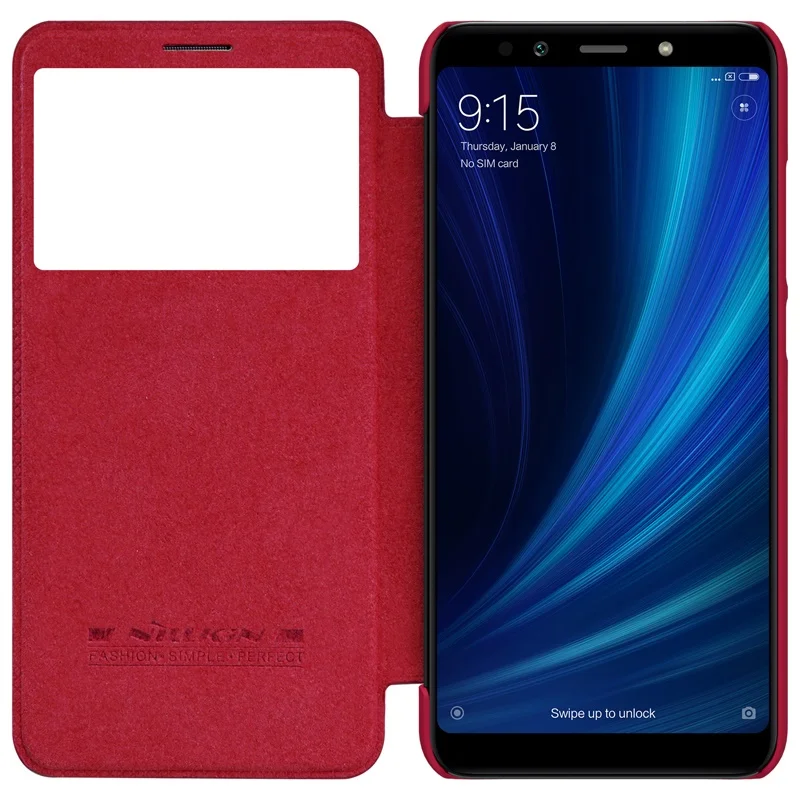 Красный Для xiaomi mi5 mi 5S mi 6x чехол серия Nillkin QIN флип-чехол кожаный Смарт-окно функция сна чехол для xiaomi mi 5s mi 6x - Цвет: Красный