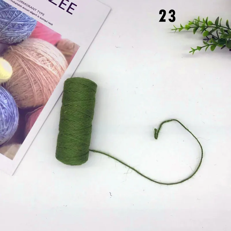23 Olive green Джутовая веревка, ручная работа, 2 мм, винтажное украшение, цветная пеньковая веревка, подарочная упаковочная веревка, бирка для одежды, веревка, 100 метров на трубу - Цвет: 23 Olive green