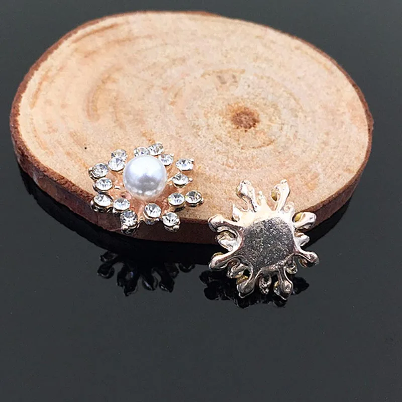 2016New 50 шт в наборе со стразами и жемчугом Пуговицы из сплава горного