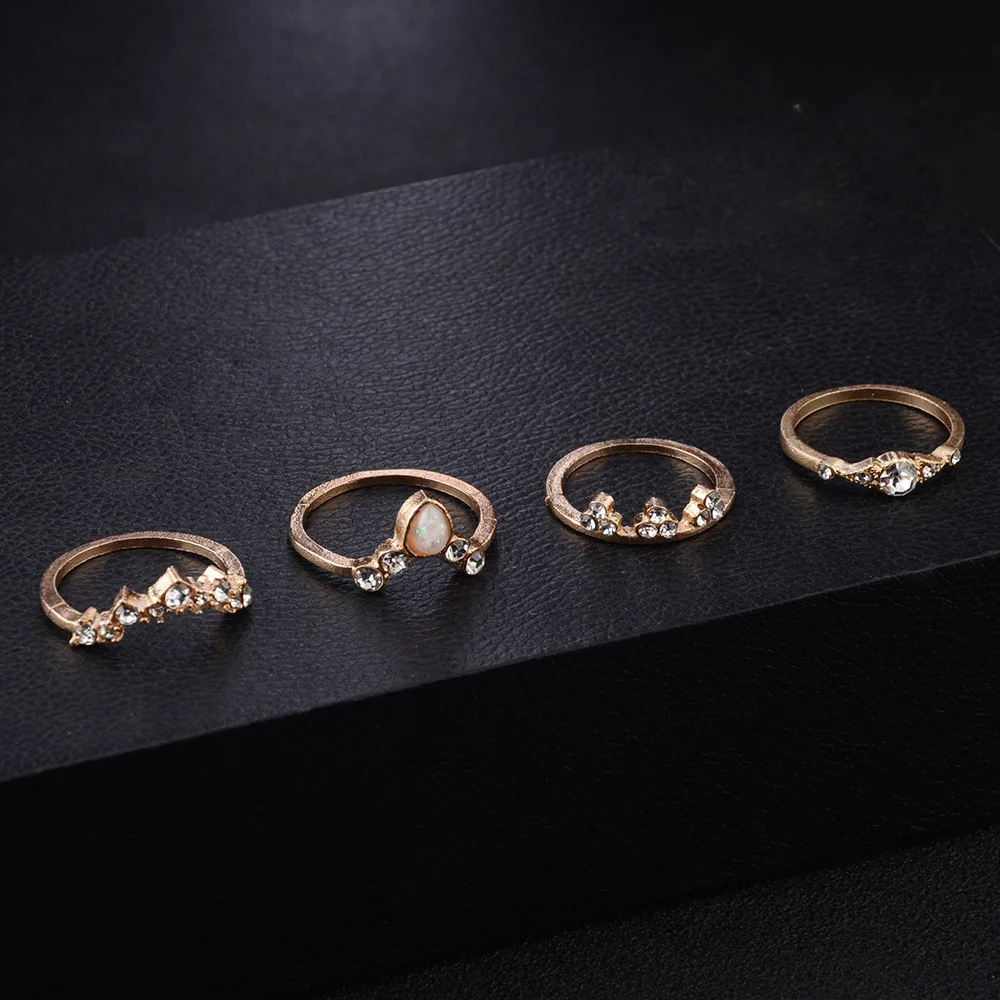 12 шт./компл. богемный винтажный набор колец с геометрическим рисунком в виде