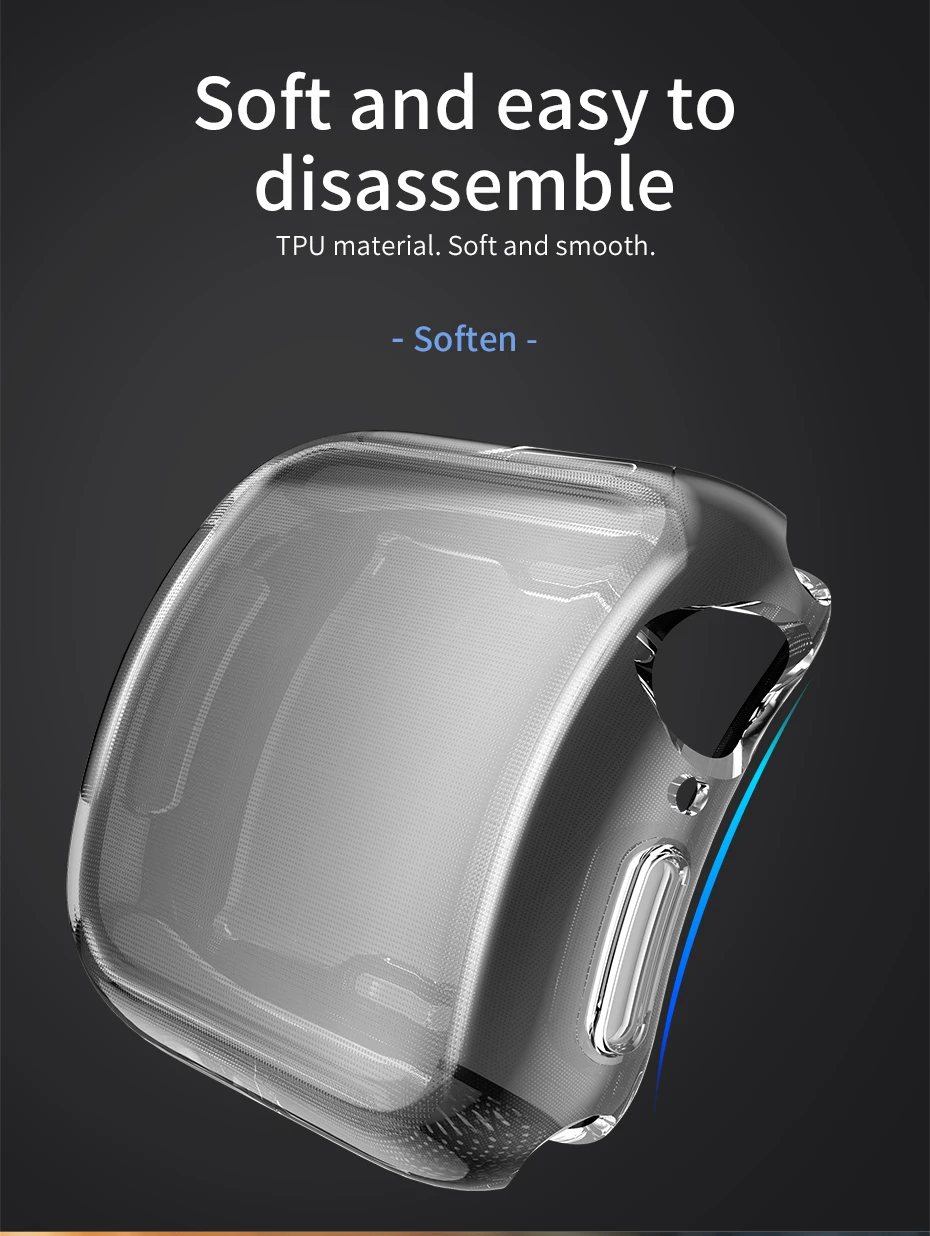 HOCO Ультратонкий ТПУ Защитная пленка для Apple Watch 5 Полная прозрачная мягкая оболочка для IWatch Series 4, корпус 40 мм 44 мм