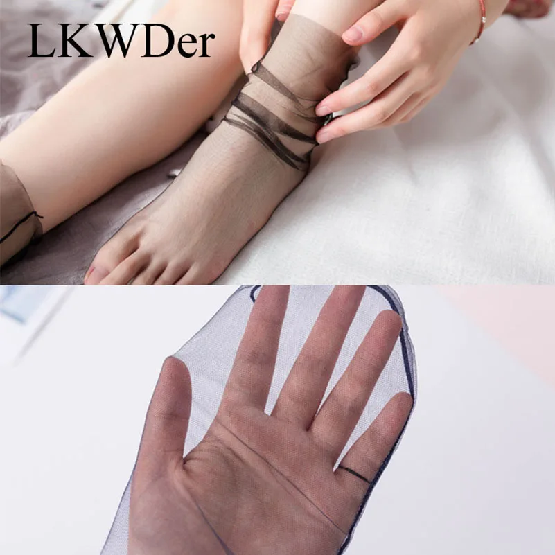 LKWDer, 5 пар, женские носки, корейские, свободные, тонкие, Ретро стиль, сетчатые, ворсовые носки, одноцветные, прозрачные, без пятки, носки в японском стиле