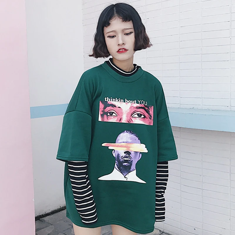 Sudadera Mujer 2021 Для женщин с капюшоном в Корейском стиле Ulzzang Harajuku Свободные одежда